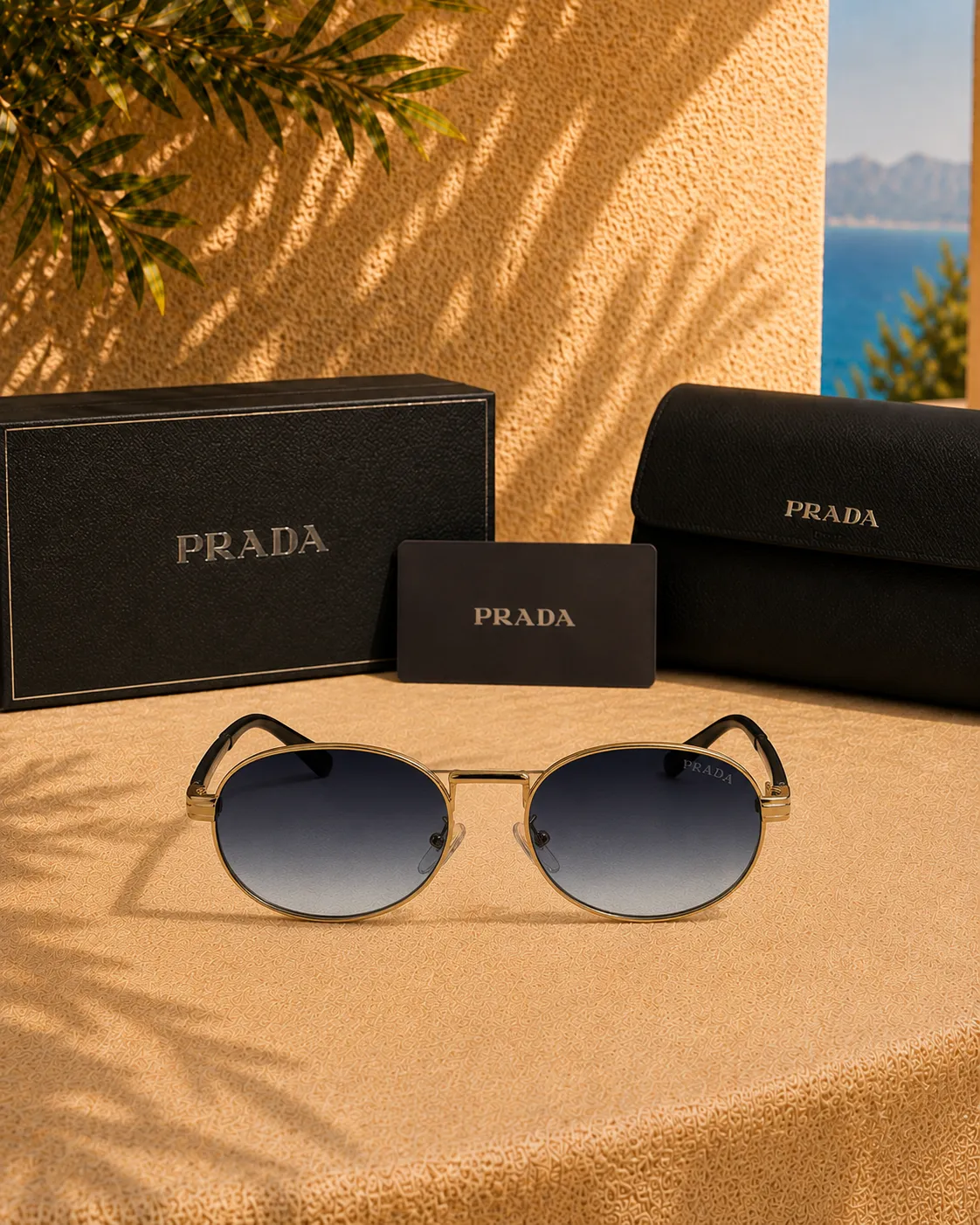Prada Prada PR 73ZS Pale Gold Aviator Üniseks Güneş Gözlüğü