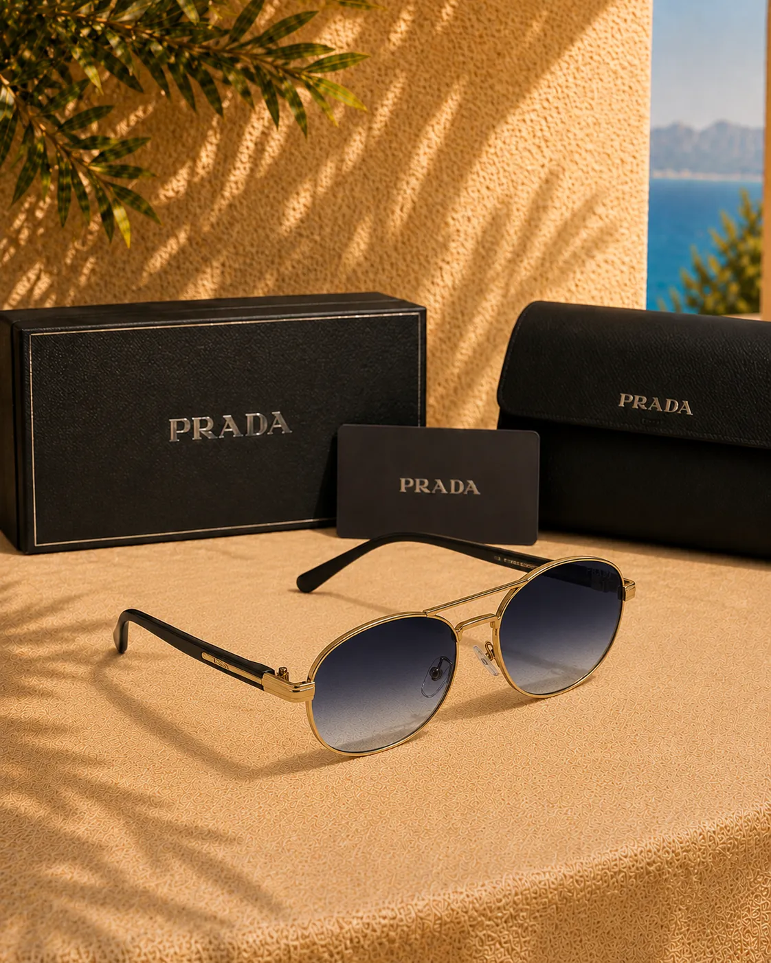 Prada Prada PR 73ZS Pale Gold Aviator Üniseks Güneş Gözlüğü