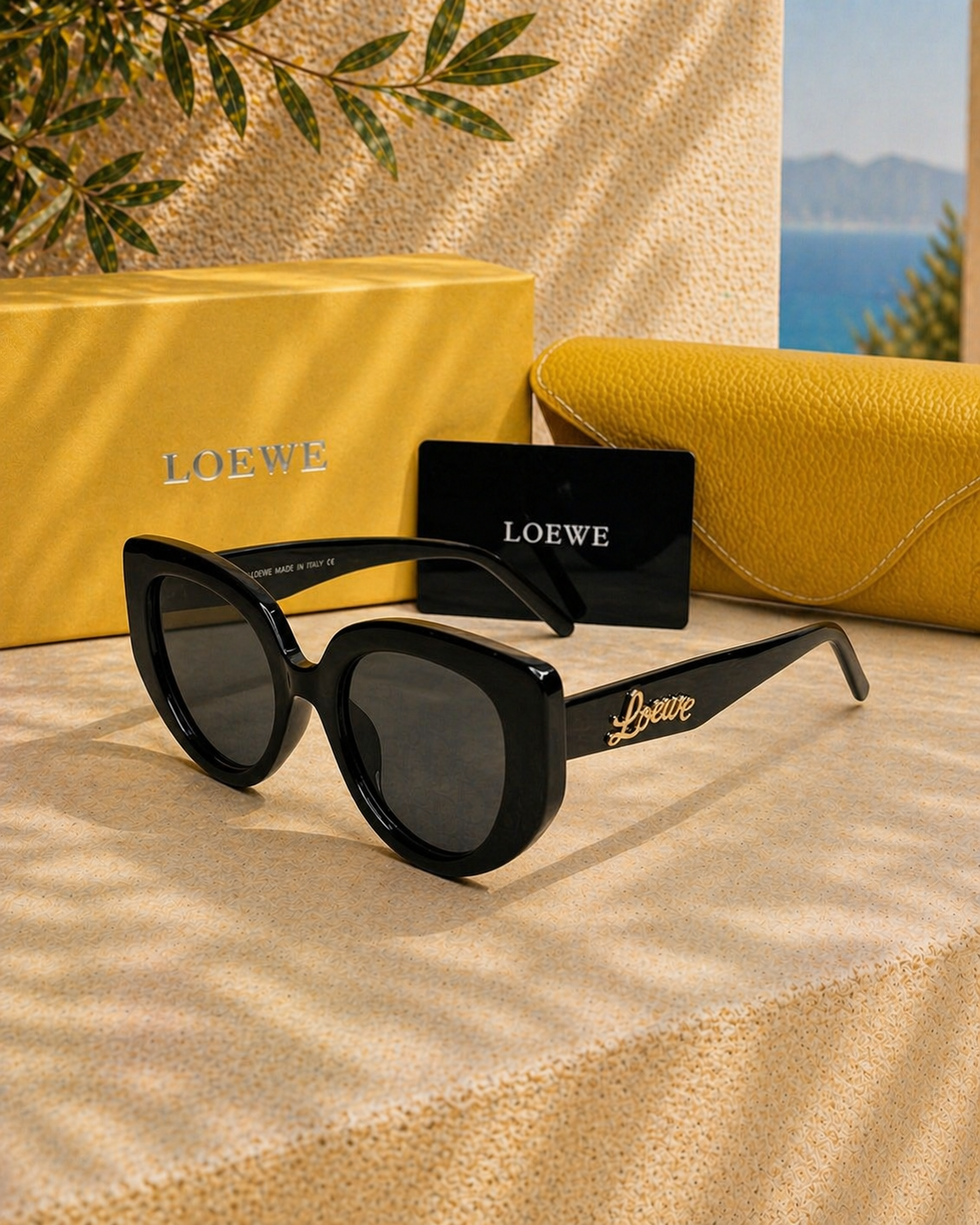 Loewe Loewe Curvy Butterfly / Cat-Eye Siyah Kadın Güneş Gözlüğü