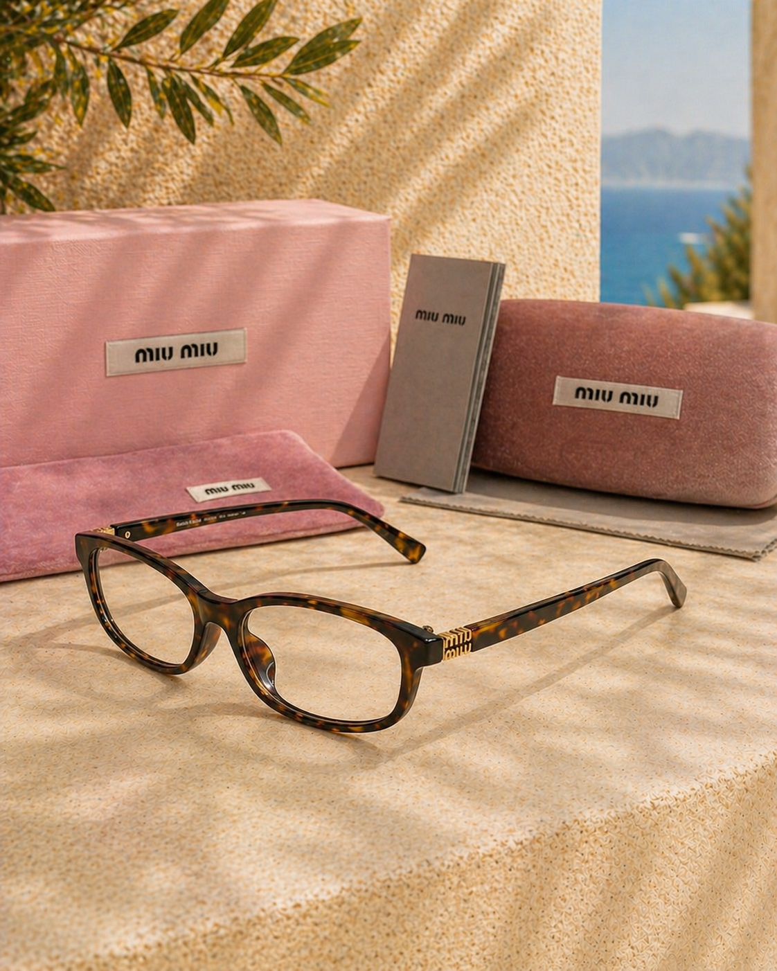 Miu Miu Miu Miu Kaplumbağa Kabuğu Desenli Kadın Gözlük Çerçevesi