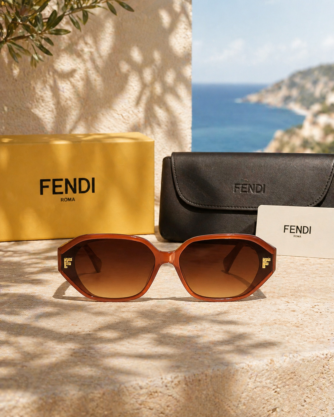 Fendi Fendi Geometrik Kahverengi Asetat Kadın Güneş Gözlüğü